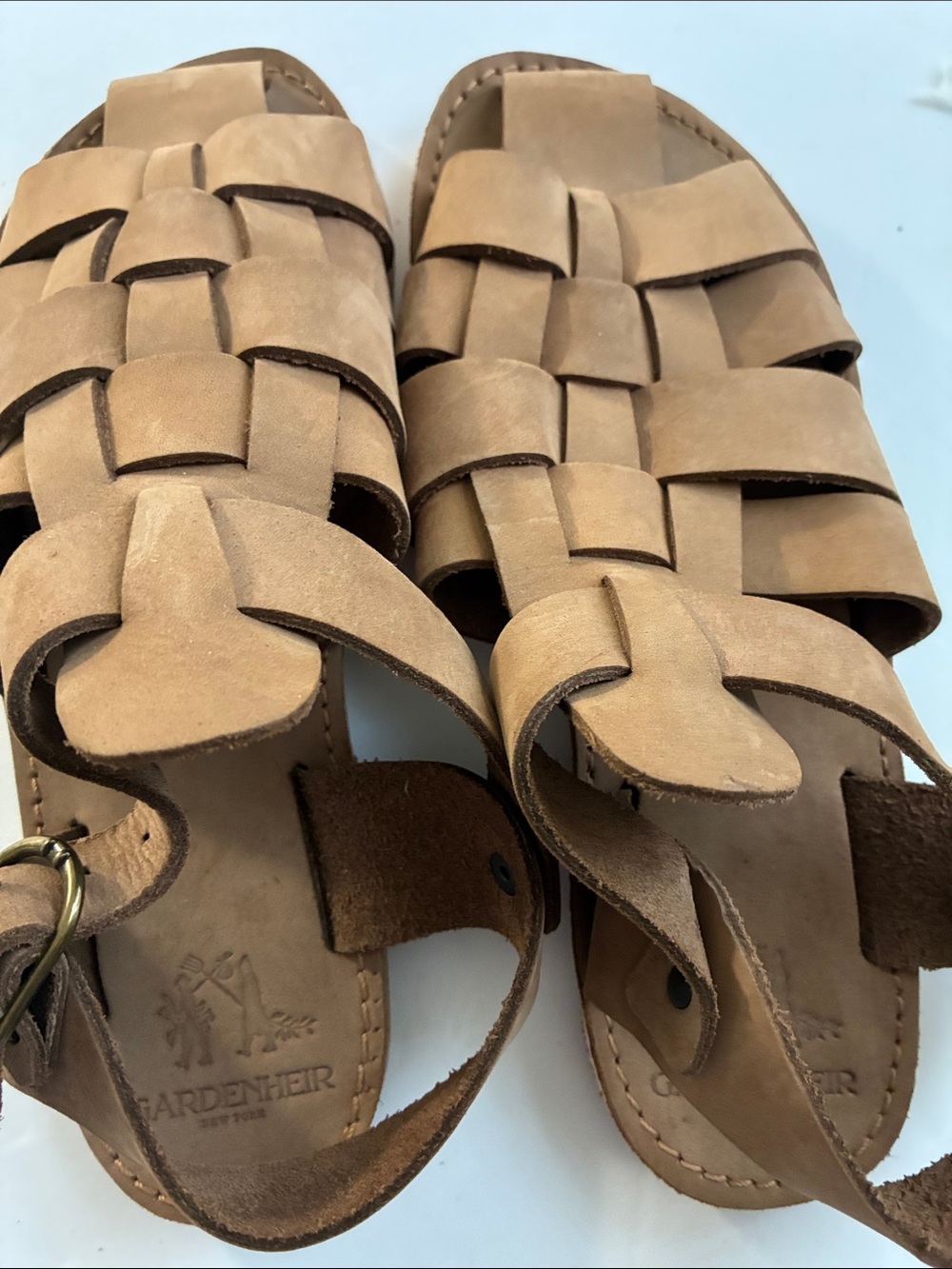Gardener Tan Leather Woven Sandals for Women
